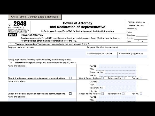 IRS Form 2848 walkthrough (Power of Attorney and Declaration of Representative)