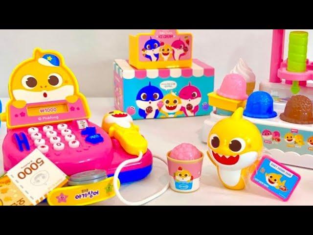 Satisfying with Unboxing Cute  Baby Shark Ice Cream Store and Cash Register - Toy review ASMR