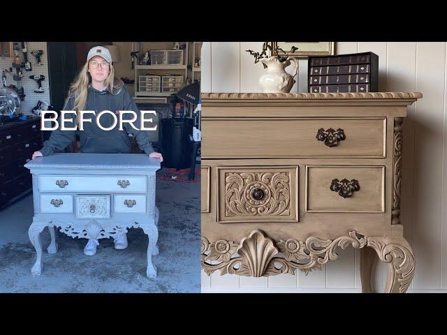 Stripping VERY Detailed Furniture | Faux Wood Glaze with Retique It