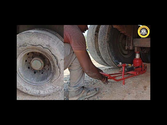 Truck tyre change 25 tan loade // easy method wheel change