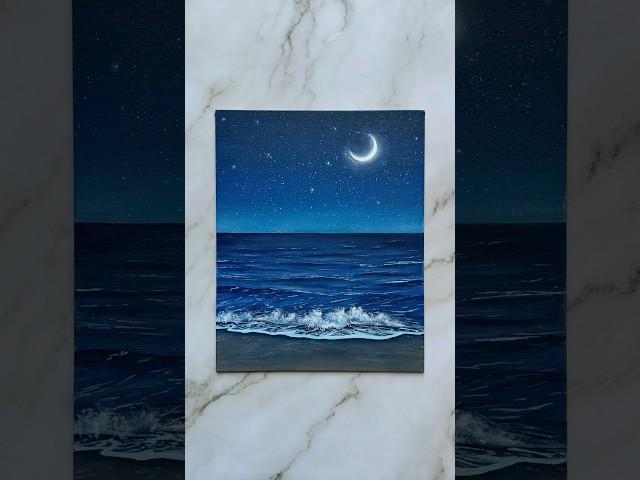 crescent moon seascape  #art #painting #seascape #shorts #artshorts