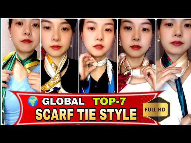 Global Top #7 Cute ways to tie a scarf around your neck | how to tie a scarf like a tie | #fashion