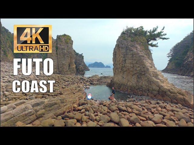 Futo Coast. The End of the swimming season on exotic beach in Izu Peninsula, Japan. DJI Avata 2, 4K