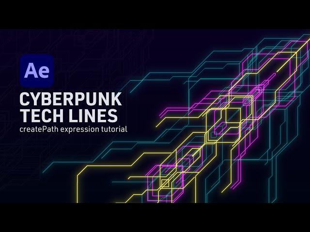 Cyberpunk Tech Lines · After Effects createPath advanced expression tutorial