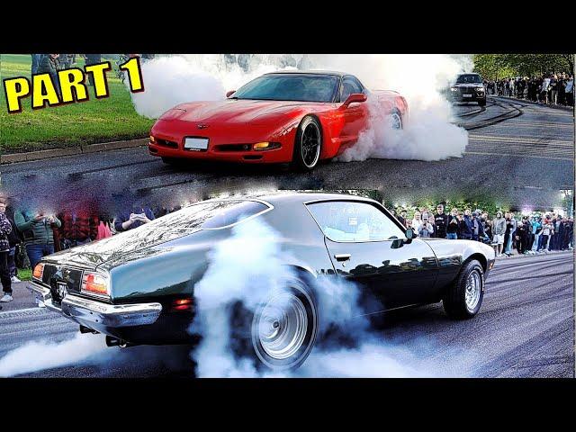 MUSCLE CARS Street Burnouts and Wild V8 Action!! - Vantaa Cruising 9/2023 | PART 1 |