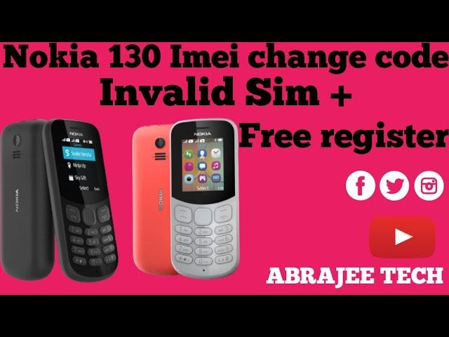 Nokia 130 Imei change code free Register invalid Sim Solution @ABRAJEE-TECH  #imeichangecode