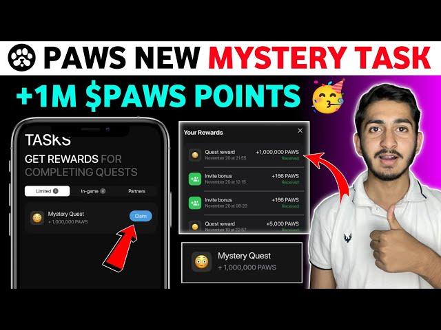 Paws new mystery quest | Paws Airdrop 1m task complete | paws Airdrop new update today