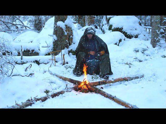 Winter Bushcraft in the Wilderness - Camping in Snow