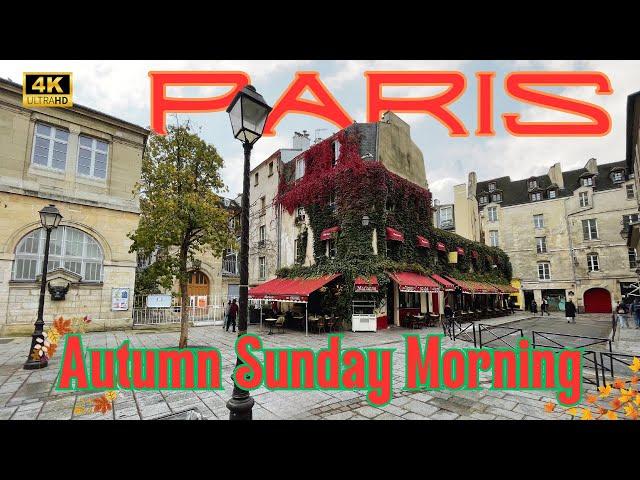 [4K] The Hidden Magic of Paris on a Sunday Morning  Autumn Weather in Le Marais for brunch