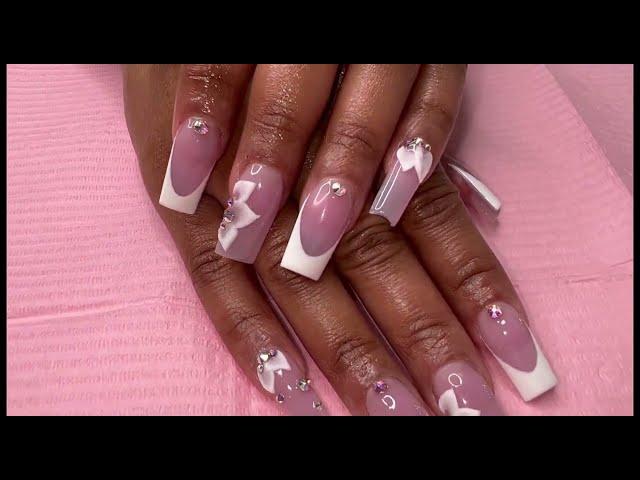 How to do a full set of acrylic nails | Square wedding nails | Natali Carmona