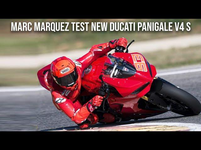 Marc Marquez Test New Ducati Panigale V4 S At Aspar Circuit