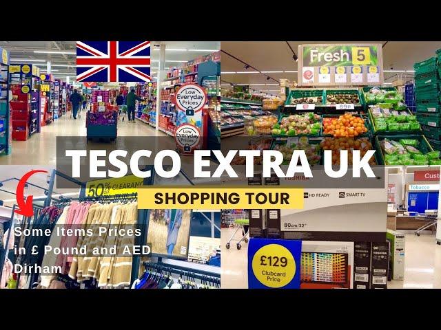 Shopping Tour at TESCO UK  LARGEST British Supermarket GROCERY SHOPPING 4K! Items & Prices!