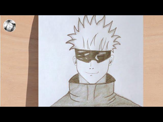 How to draw Anime Easy/ Easy Gojo satoru drawing step by step/ Anime pencil drawing