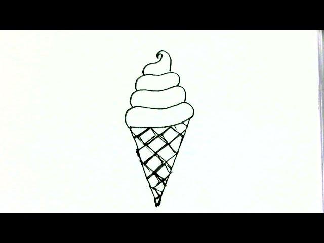 How to draw Ice cream Cone- in easy steps for beginners