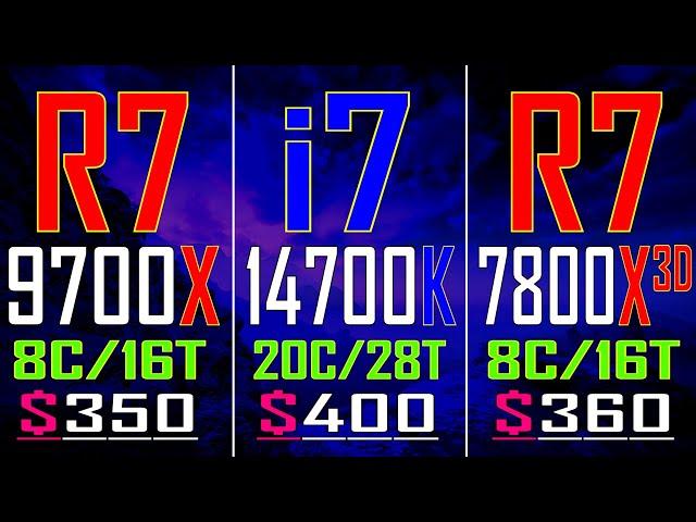 RYZEN 7 9700X vs INTEL i7 14700K vs RYZEN 7 7800X3D || PC GAMES BENCHMARK TEST ||