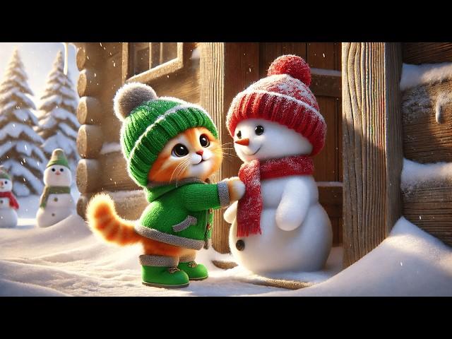 Friendship of Kitten and The Snowman  #cat #ai #cutecat #catlover #kittten #catvideos