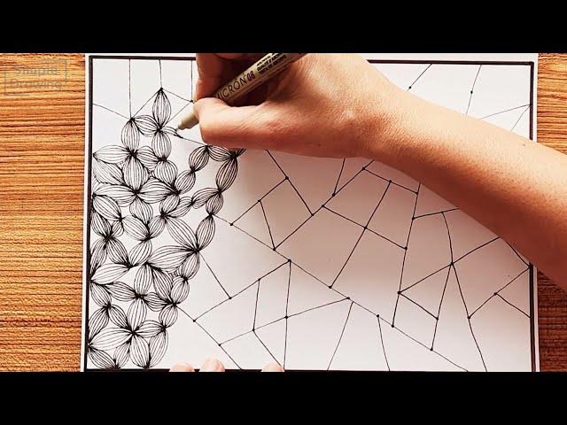 Easy Zentangle Doodle Art | Floral Pattern | Zendoodle Art