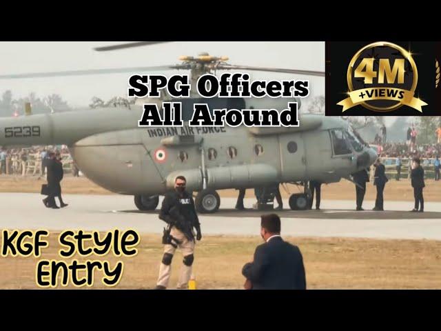 SPG officers & PM Narendra Modi Grand Entry in KGF Style Under IAF & SPG Security in Mi17 Helicopter