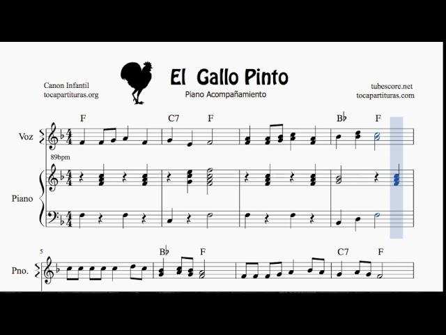 El Gallo Pinta Partitura de Piano Acompañamiento  Partituras tocapartituras com