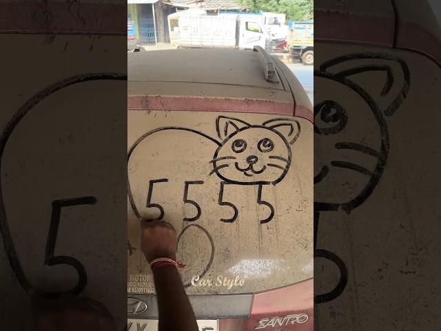 Draw a cat using 5555 #Art #chandanartacademy #Shorts