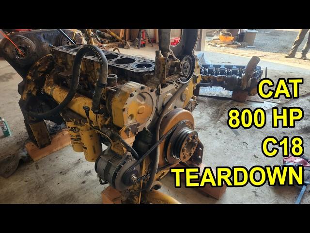 800HP Cat C18 Engine Teardown. Pistons, Main Bearings and Counterbores.