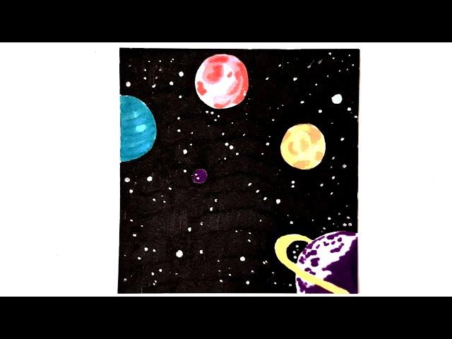 Как нарисовать КОСМОС К ДНЮ КОСМОНАВТИКИ/How to draw SPACE