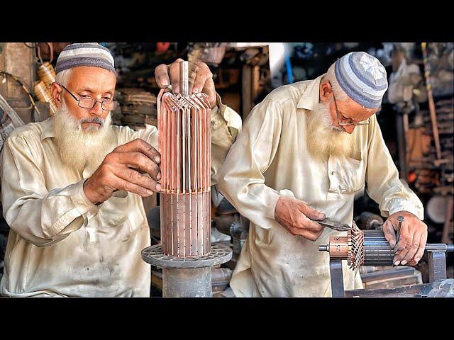 Skillful 90 year Old Man Rewinding Komatsu D65 Starter Motor Armature |