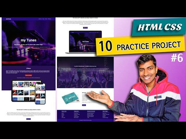 #6 Music Website  | HTML CSS 10 Practice Projects for Beginners | 2023 | Hindi