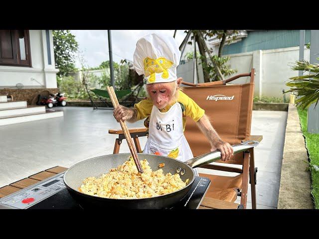 Chef Bibi enliste gets up early to brush teeth and asks Dad to cook favorite breakfast