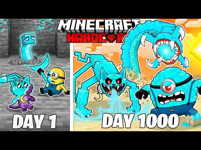 I Survived 1000 Days As DIAMOND CREATURES In HARDCORE Minecraft! (Full Story)