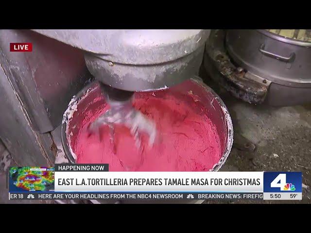 East LA tortilleria prepares tamale masa for Christmas