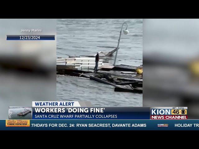 Santa Cruz Wharf partially collapses, three construction workers fall into the water