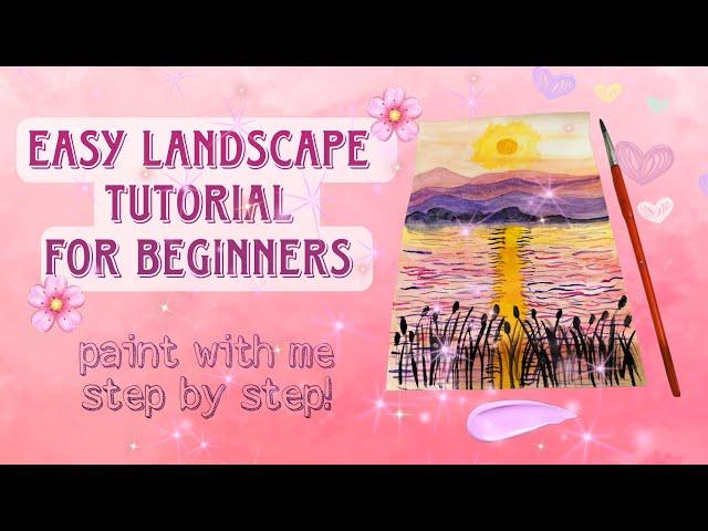 Easy landscape tutorial for beginners | Watercolors tutorial | Paint with me step-by-step