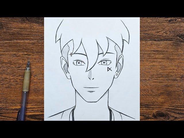 Easy anime drawing | How to draw Anime Boy ( Kawaki) step by step | easy tutorial