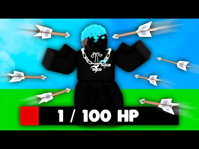 Roblox Bedwars, But I can't take ANY damage.. (1HP)