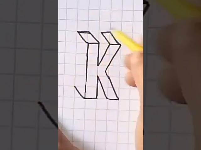 easy 3d drawing of K #3d #creativity #easy #drawing