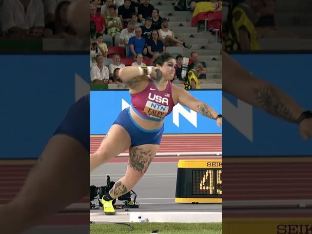Ealey defends her shot put title  #athletics #worldathleticschamps #usa #shotputthrow #hungary