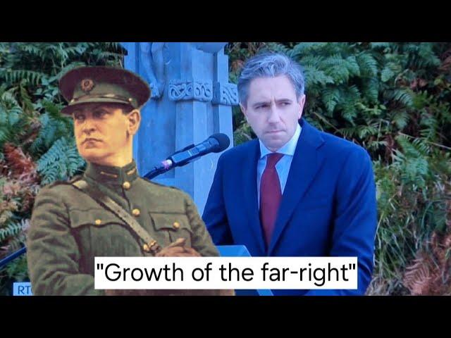 Simon Harris addresses 'the threat to democracy' and 'the growth of the far-right' at Béal na Bláth