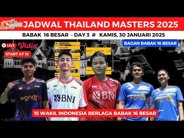 Jadwal Thailand Masters 2025 hari ini, day3 ~ 15 Wakil Indonesia Berlaga di Babak 16 besar