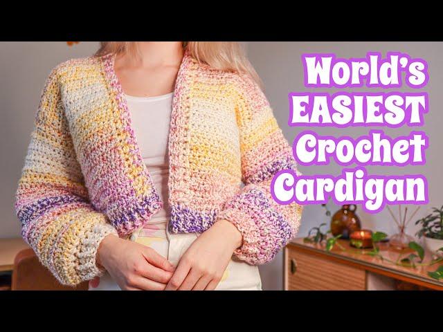 *EASY* Crochet Cardigan For Beginners | ANY SIZE/ LENGTH! | Using Hobbii's Glitter Delight Yarn