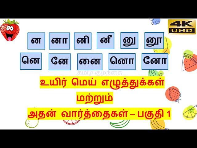 தமிழ்-ன வரிசை உயிர் மெய் எழுத்துக்கள்-பகுதி 1(ன முதல் னோ வரை)/ na varisai uyir mei eluthukkal 4K UHD