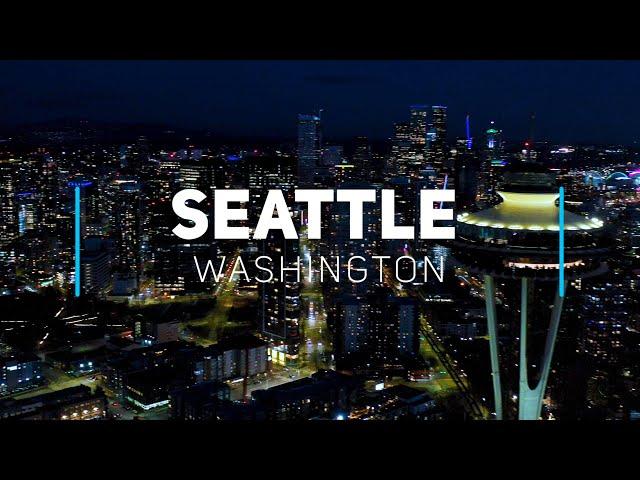 Seattle by night, Washington | 4K drone footage