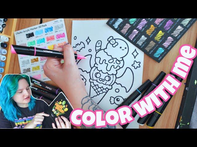 halloween color with me + marker haul ️ | ohuhu | vlogtober 2024 |