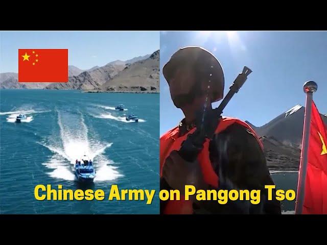 Chinese Army Pangong Tso lake patrol video, China India border tension easing - Jan 2022 release