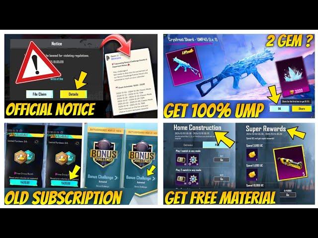 BIG NOTICE | 100% UMP Glacier Upgradable Gun Guide |Get Free Material |Bonus Challenge Release Date