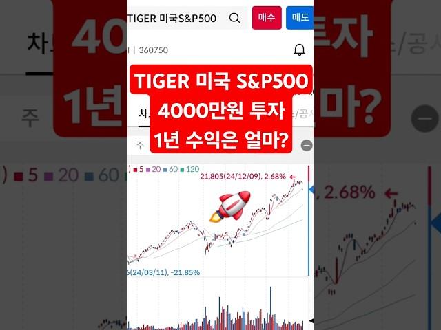 TIGER 미국S&P500 1년 수익공개 #투자 #미국주식 #etf #배당주 #재테크 #퇴직연금 #주식