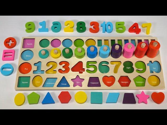 Toy Learning Video for Toddlers - Learn Shapes, Colors, Numbers with Montessori Puzzle!