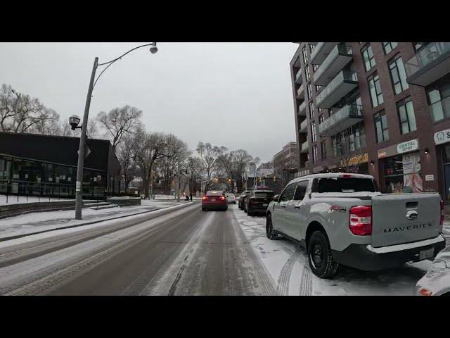 Toronto Downtown First Snowfall Ride | Snowfall in Toronto Canada 2024 | Christmas Snowfall