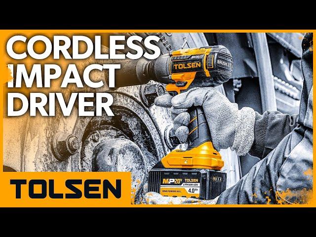 TOLSEN 20V Brushless Cordless Impact Driver with Fast Charger LED Light