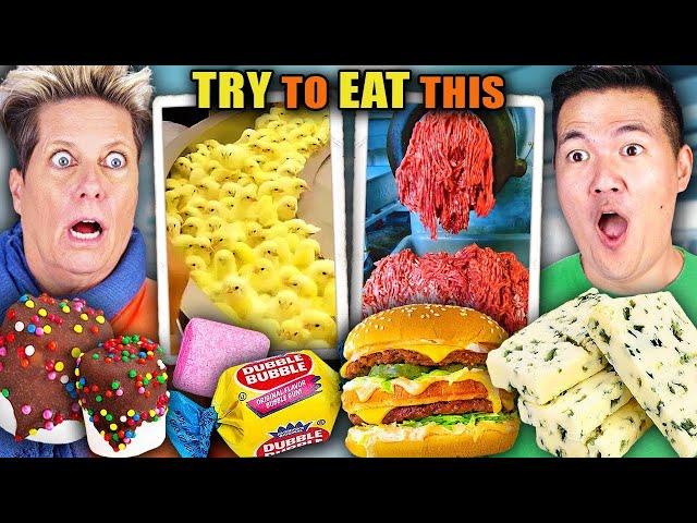 We Try To Eat Processed Foods While Watching How Its Made | Try To Keep Eating